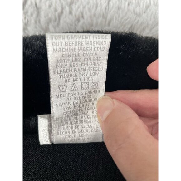 Designers Original * Full Zip Sweater Black Faux Fur Collar Women's Size Med - Picture 4 of 10